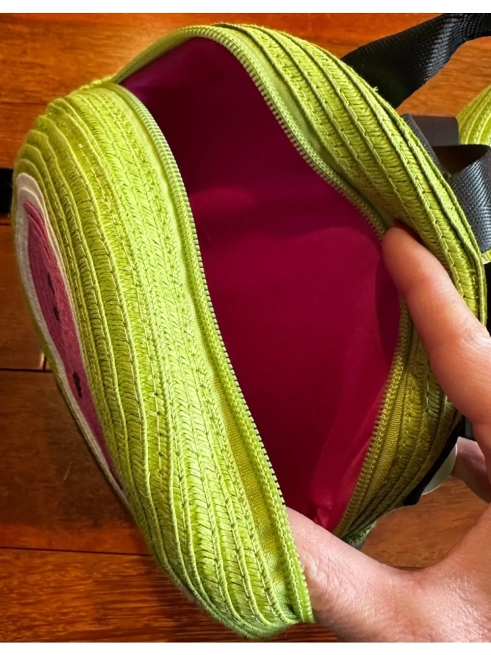 Kids Pink & Green Watermelon Straw Backpack and Adjustable Hat Set - Sz 3-5T